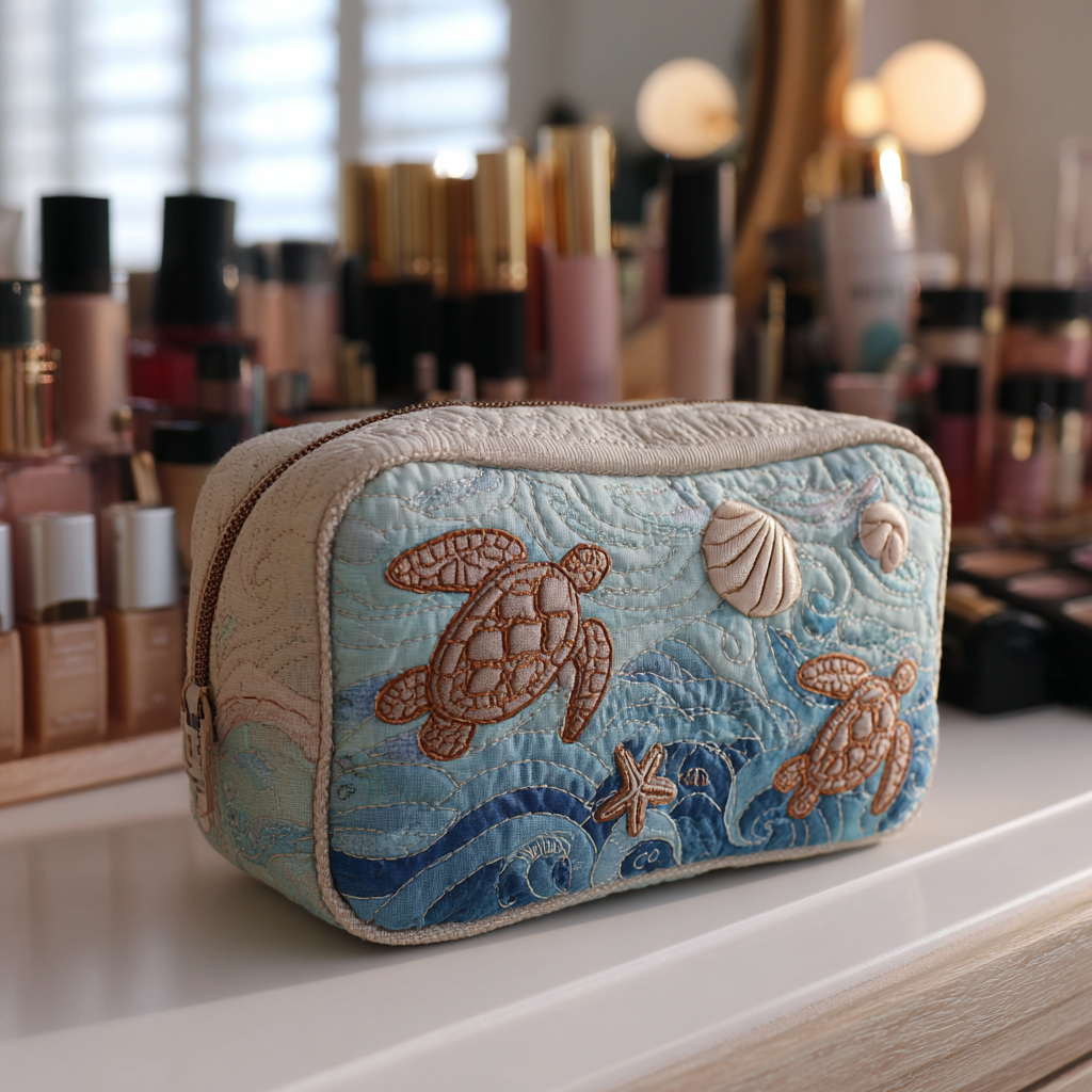 Trousse de Maquillage Matelassée Tortue de Mer