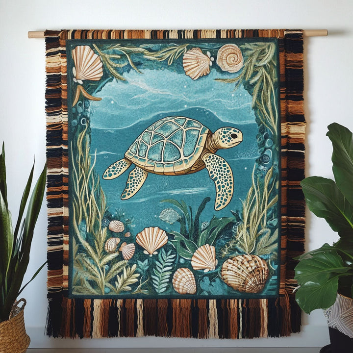 Cadre de coquillage Tapisserie Tortue Couverture en laine