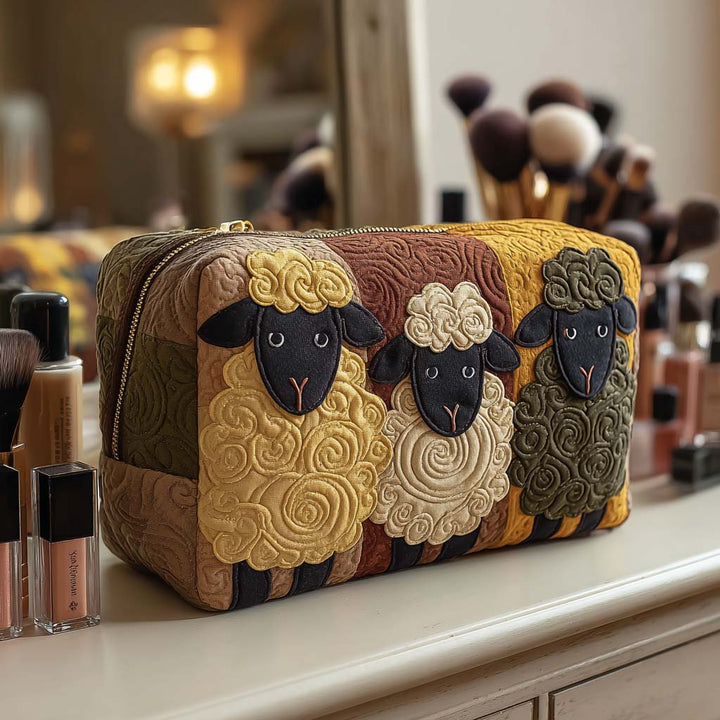 Trousse de Maquillage Matelassée Trio de Moutons