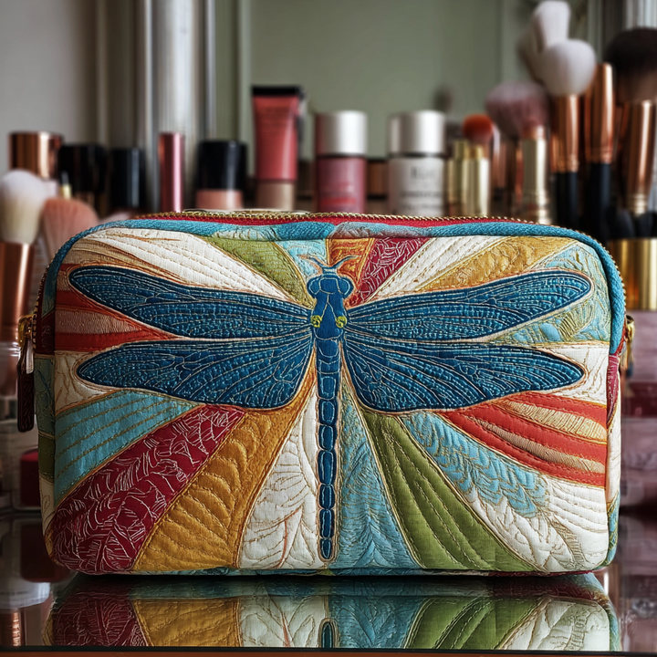 Trousse de Maquillage Matelassée Libellule Brillante