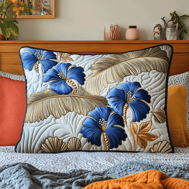 Housse de Coussin Matelassée en Hibiscus Argenté NCU0DV5334