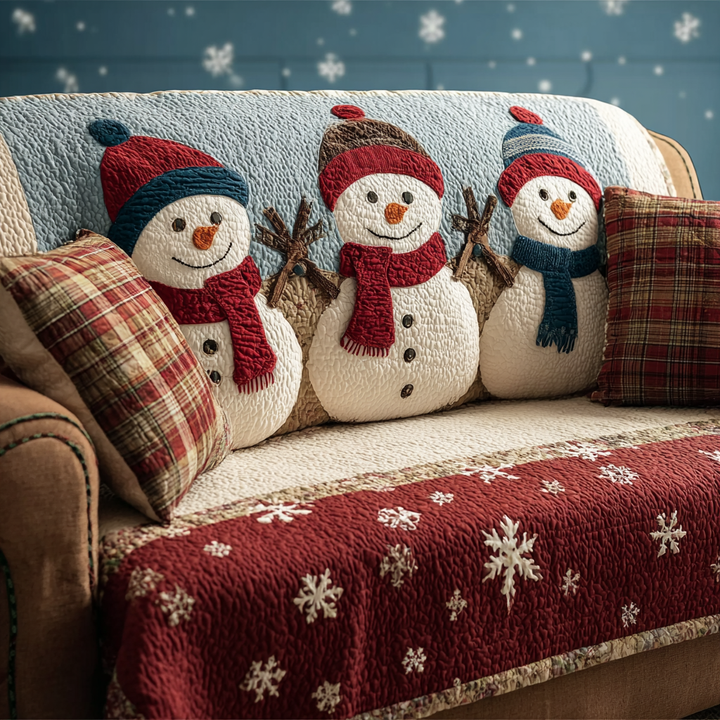 Housse de canapé matelassée Bonhomme de neige souriant