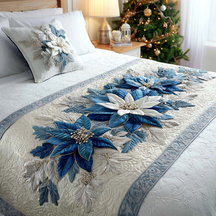 Couverture de lit matelassée Poinsettia d'Hiver