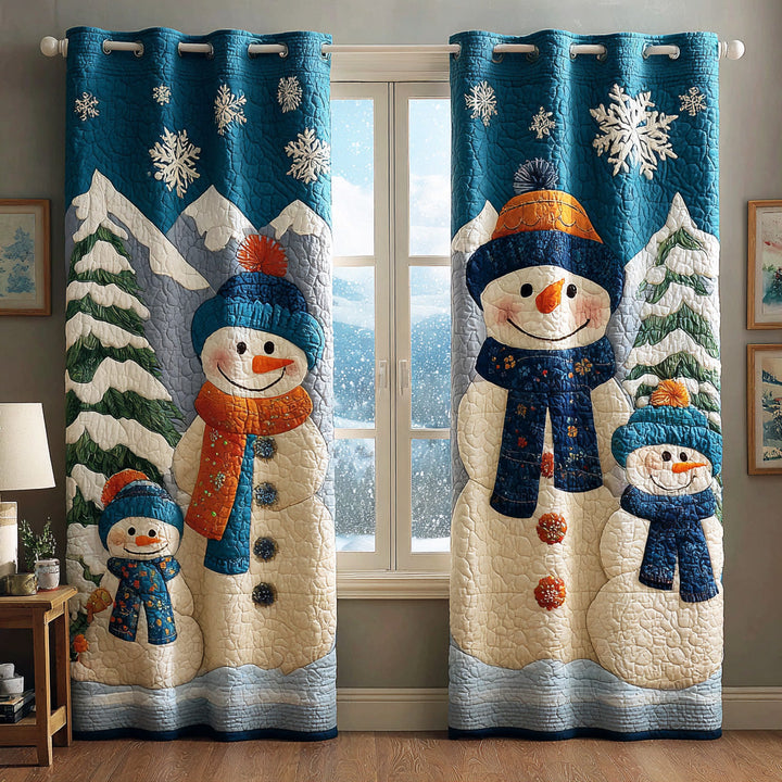 Rideaux Matelassés Sourire de Bonhomme de Neige NCU0TD1485