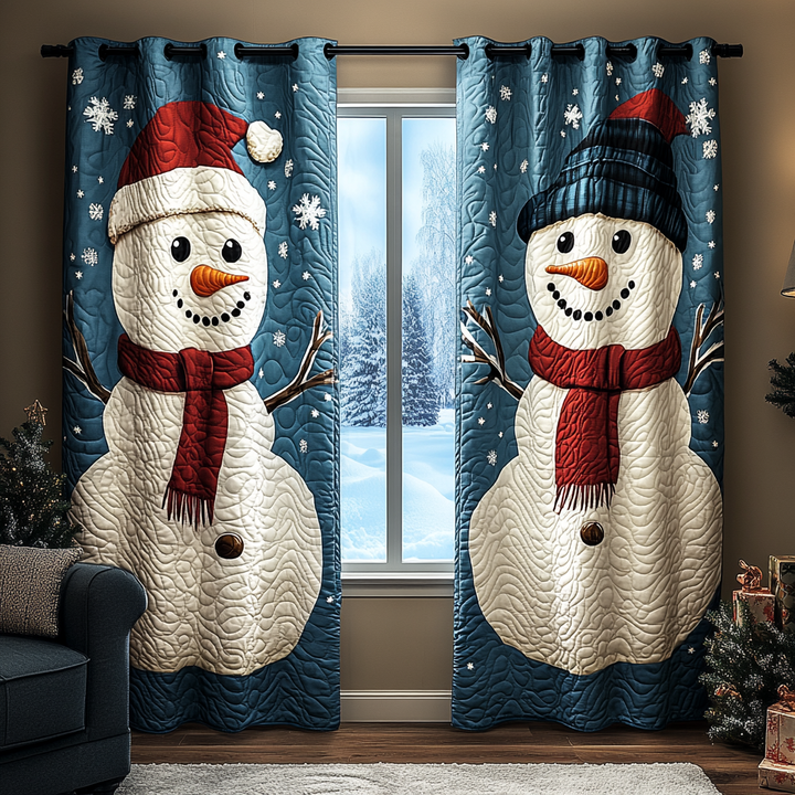 Rideaux Matelassés Scène de Bonhomme de Neige NCU0DK11337