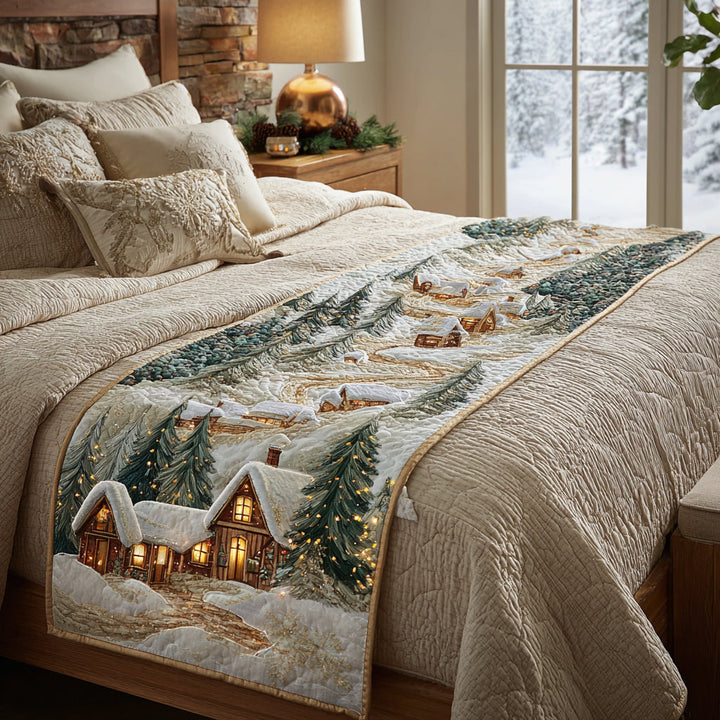Couverture de Lit Matelassée Cabane Enneigée