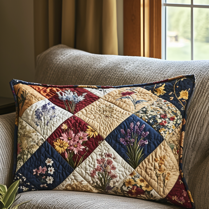 Housse de Coussin Matelassée Patchwork de Fleurs de Printemps NCU0DV5204