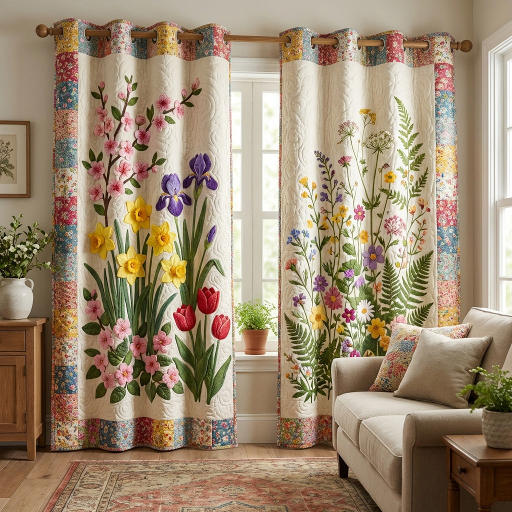 Rideaux Matelassés de Fleurs Sauvages de Printemps NCU0TV1760