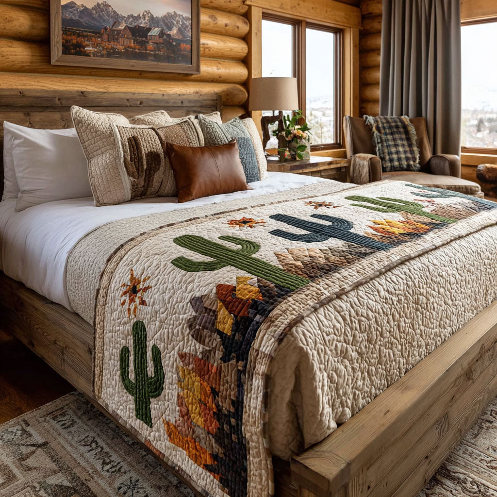 Couverture de Lit Matelassée Cactus