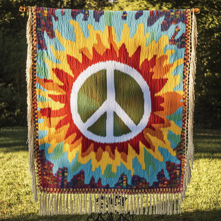 Couverture en Tissu Tissé Sunburst Peace