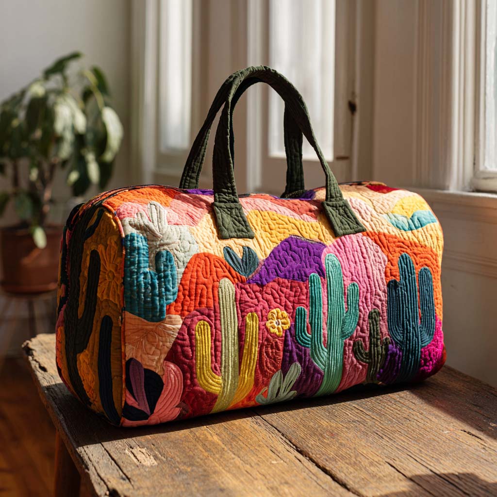 Sac de voyage matelassé Cactus au coucher de soleil