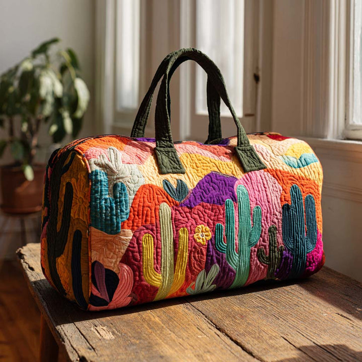 Sac de voyage matelassé Cactus au coucher de soleil