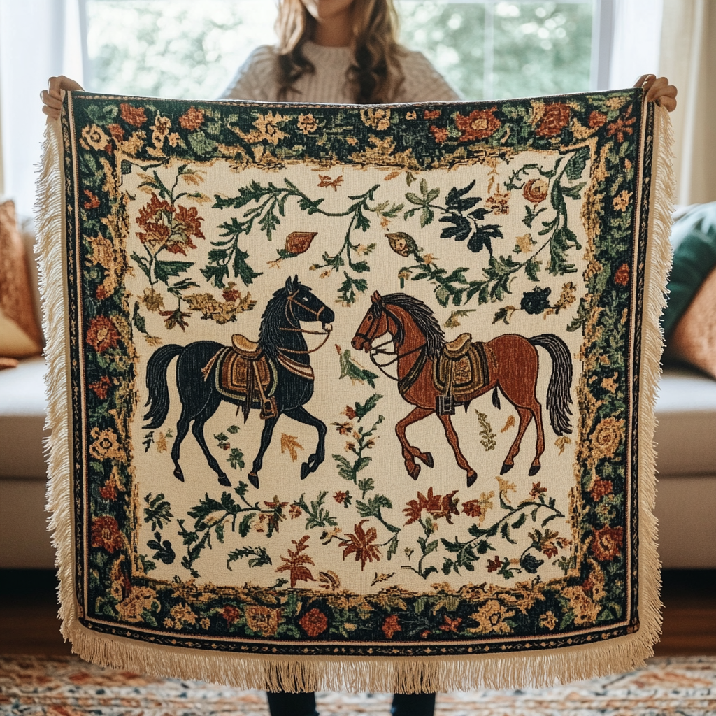 Couverture Tissée Gallop au Coucher de Soleil