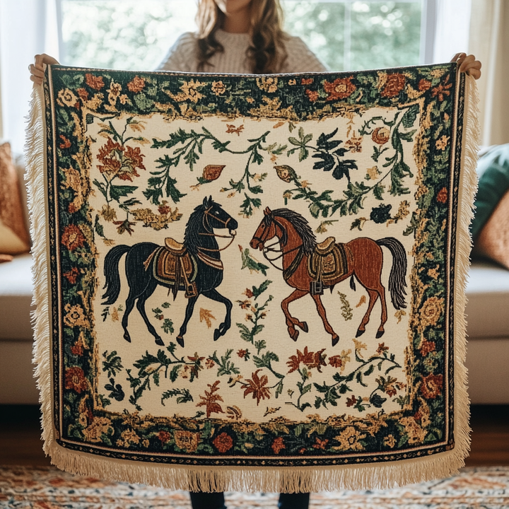 Couverture Tissée Gallop au Coucher de Soleil