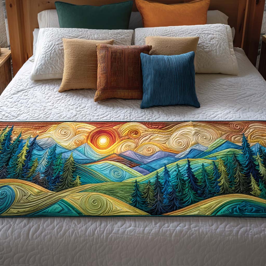 Couverture de lit matelassée Sunset Hillscape