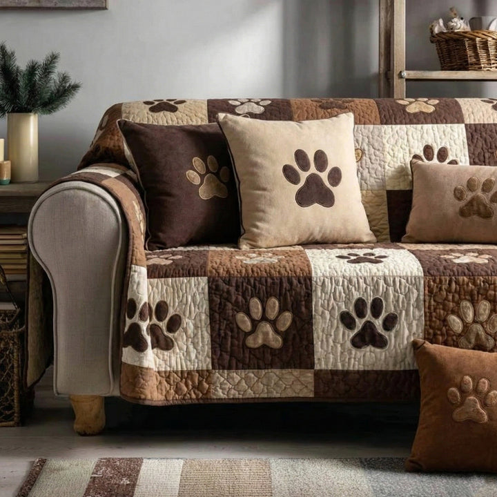 Housse de canapé matelassée Sweet Paw Prints V2