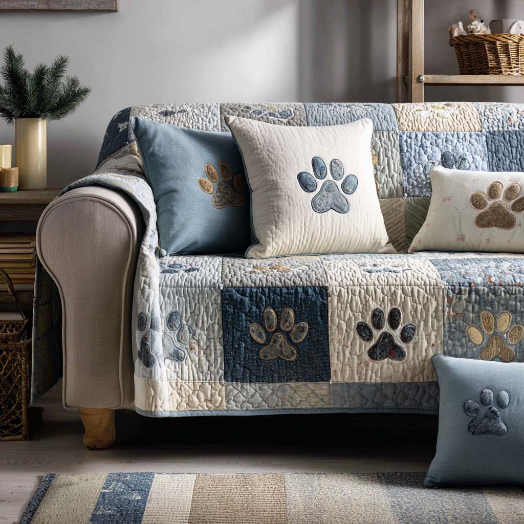 Housse de canapé matelassée Sweet Paw Prints
