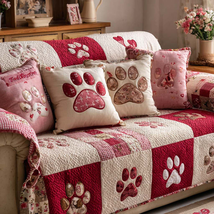 Housse de canapé matelassée Sweet Pawprints