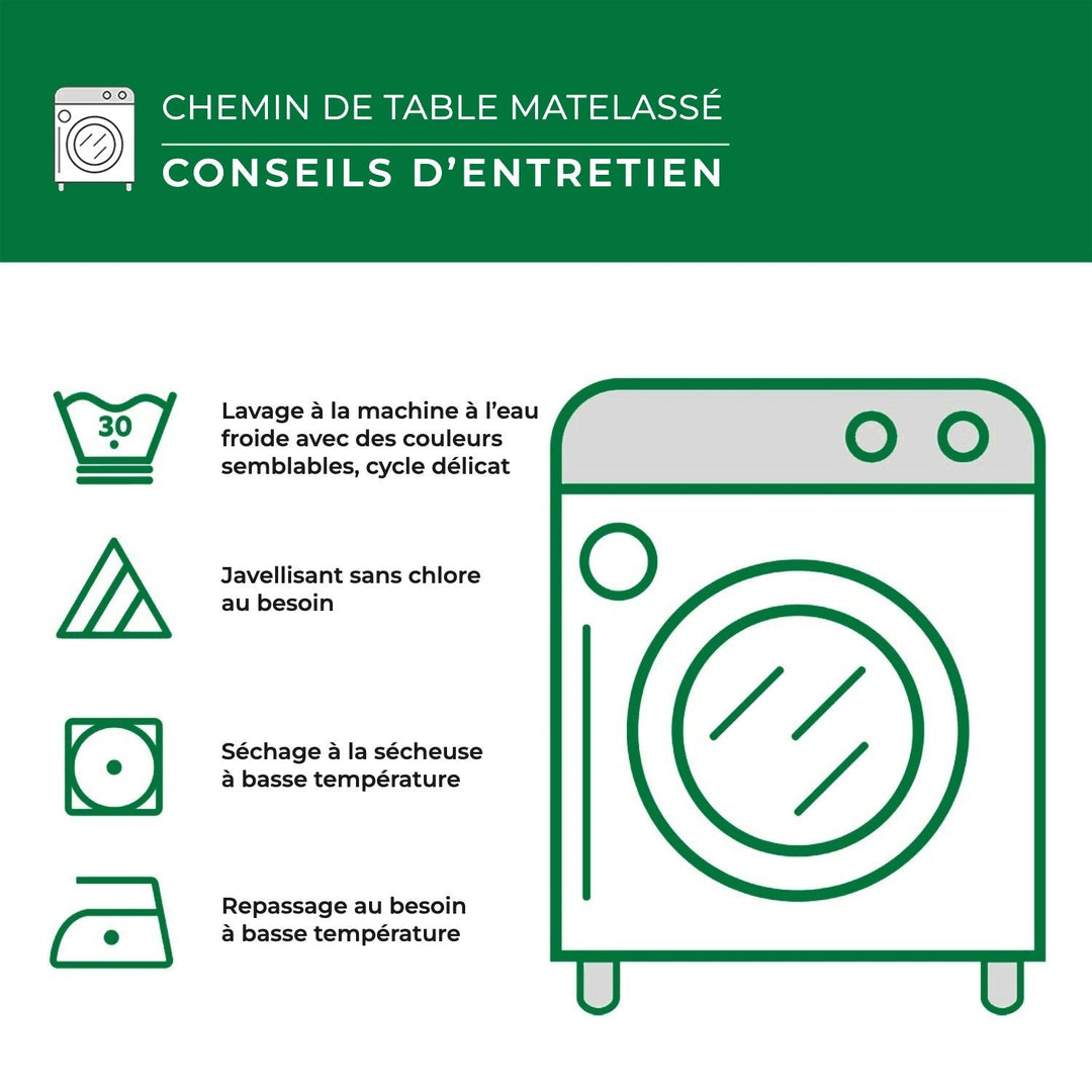 Conseils d’entretien – chemin de table matelassé