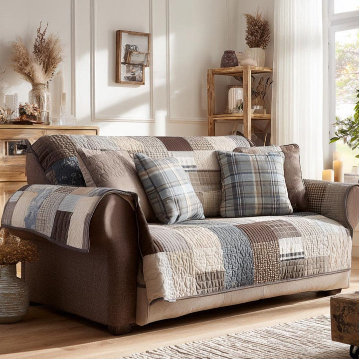 Housse de Canapé Matelassée en Bois