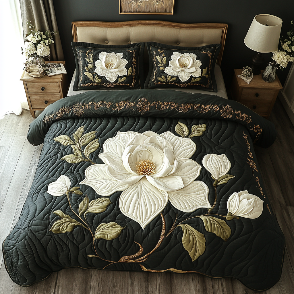 Ensemble de literie matelassé Magnolia 3 pièces