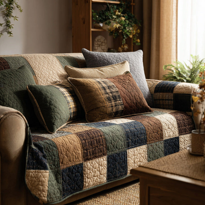 Housse de canapé matelassée en patchwork de ferme