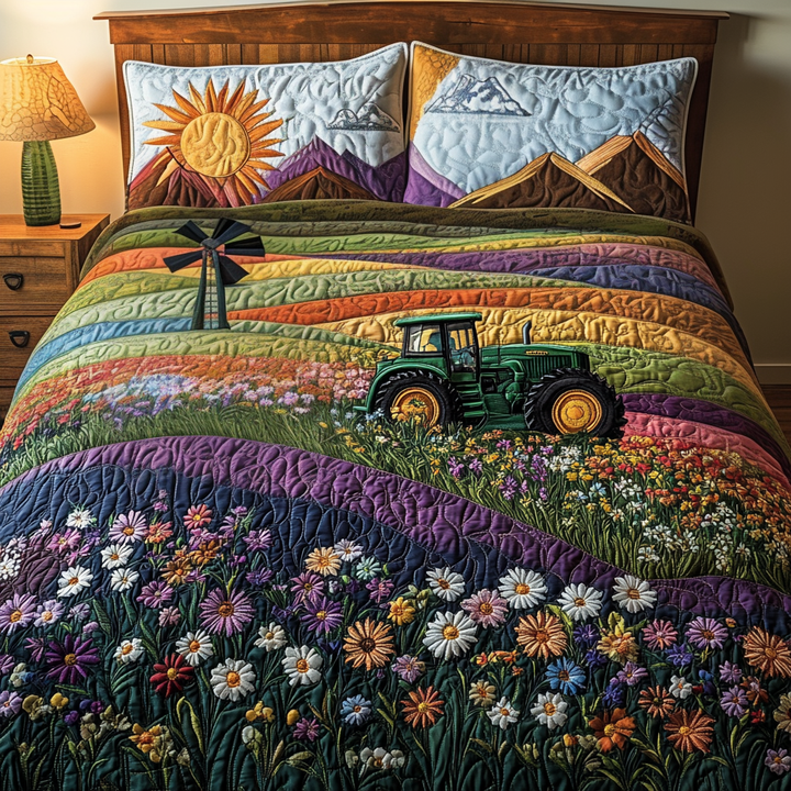 Ensemble de literie matelassée 3 pièces avec éolienne de tracteur