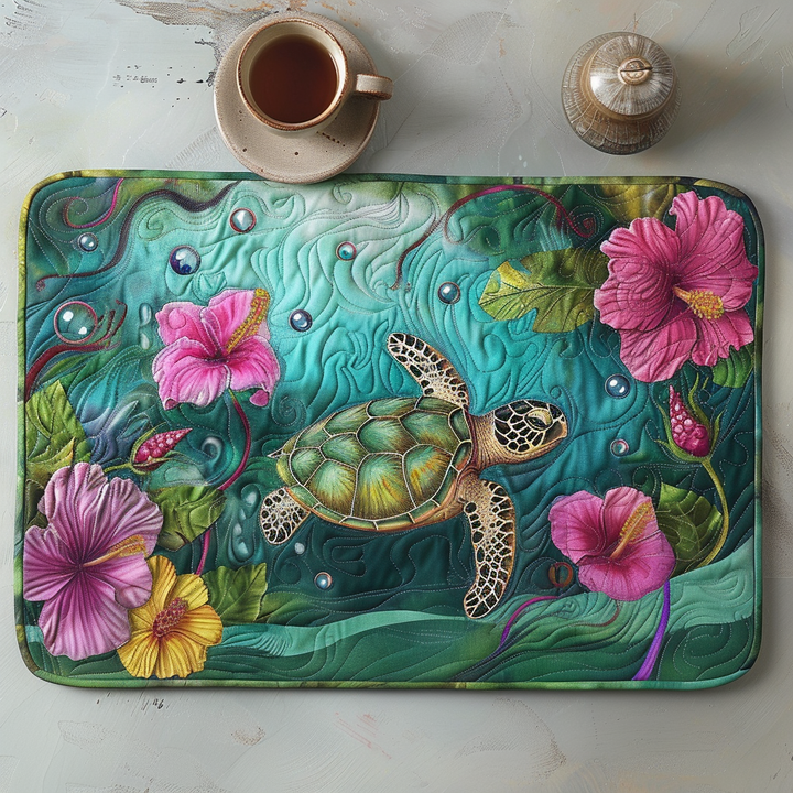 Nappe Matelassée Tortue Tranquille et Hibiscus NCU0TL139