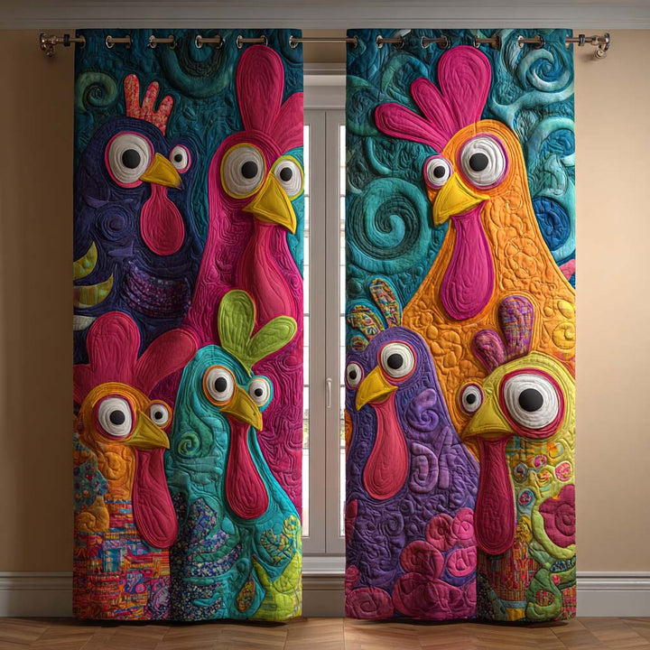 Rideaux matelassés en folk vibrant avec coq NCU0XD2113