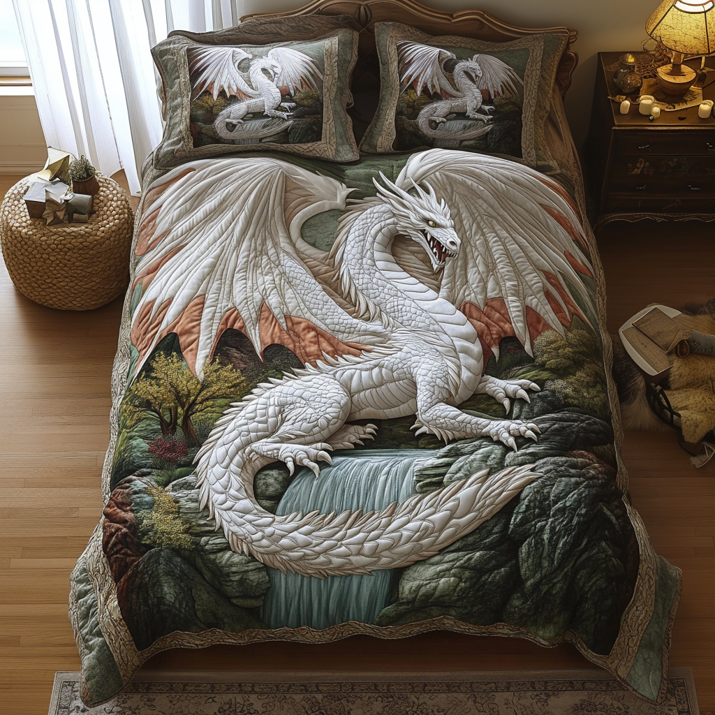 Ensemble de literie matelassé Dragon 3 pièces