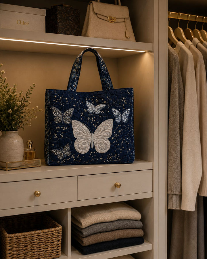 Sac fourre-tout matelassé - Papillon argenté