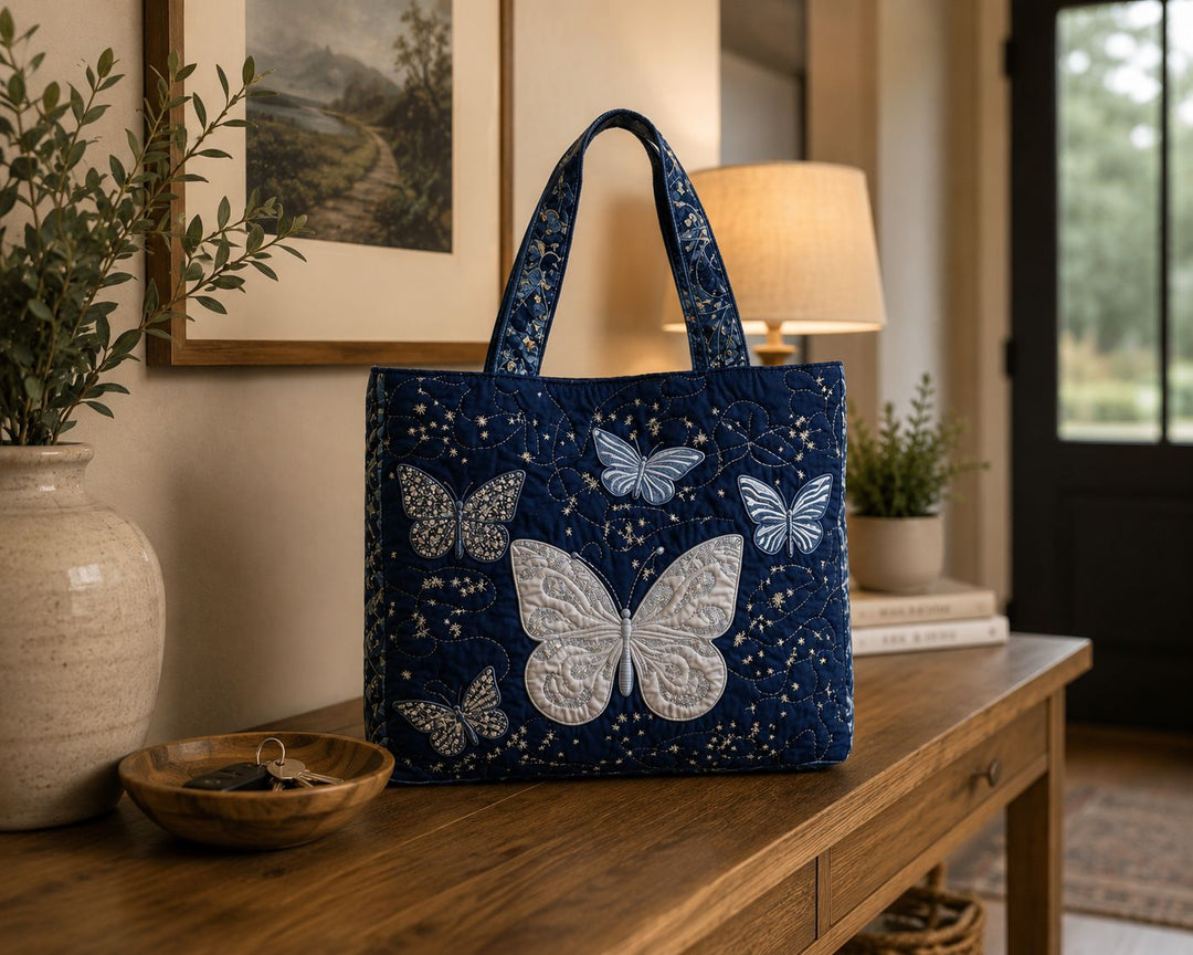 Sac fourre-tout matelassé - Papillon argenté