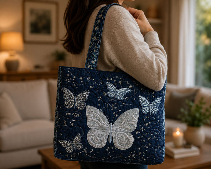 Sac fourre-tout matelassé - Papillon argenté