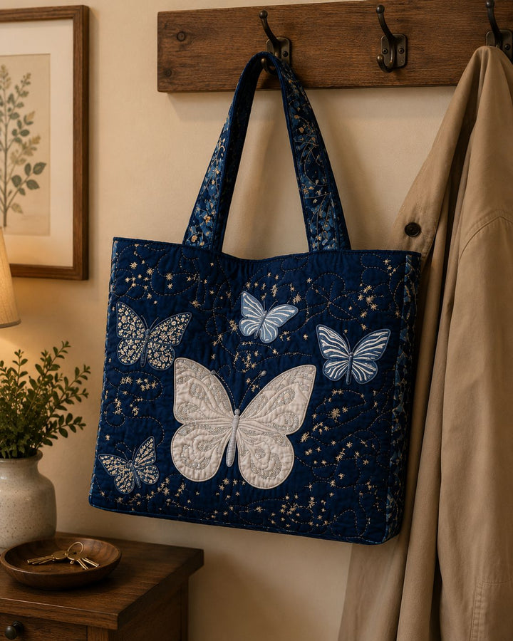 Sac fourre-tout matelassé - Papillon argenté
