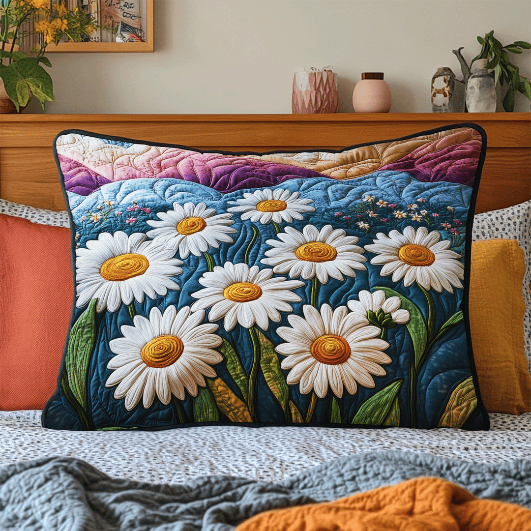 Housse de Coussin Matelassée Champ de Marguerites Sauvages NCU0DV4976
