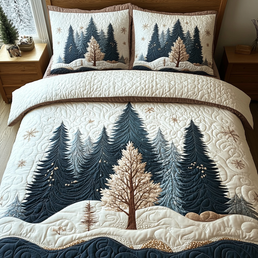 Ensemble de Literie Matelassé 3 Pièces Forêt