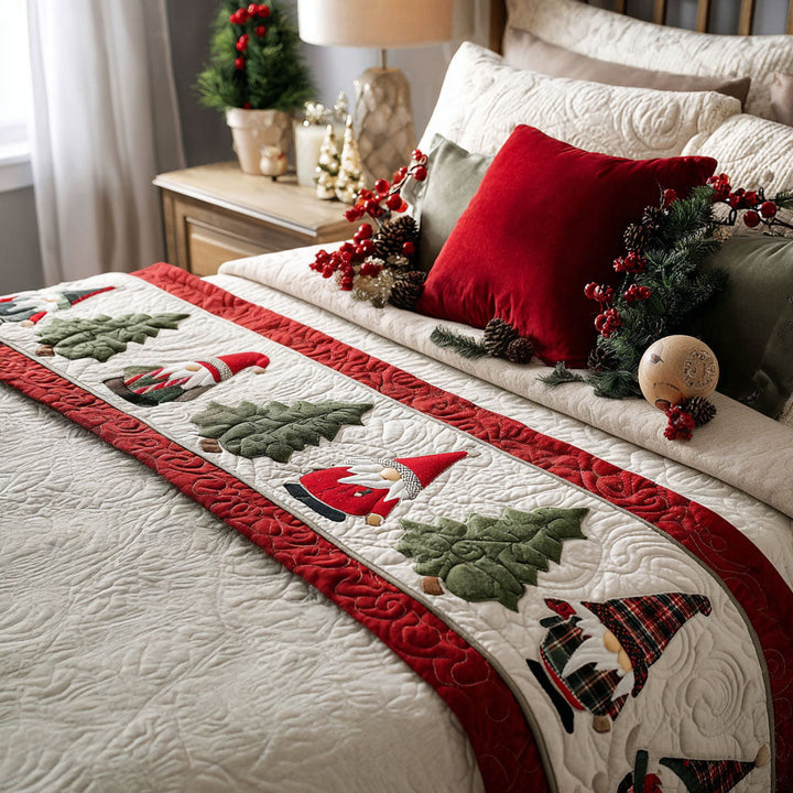 Couverture de Lit Matelassée Gnomes d'Hiver