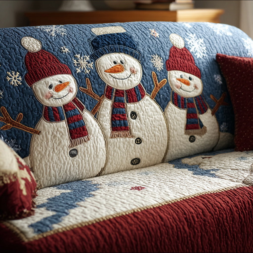 Housse de canapé matelassée Bonhomme de neige d'hiver