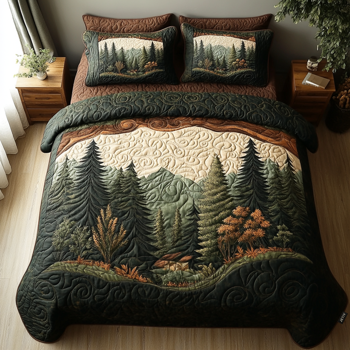 Ensemble de Literie Matelassé 3 Pièces Forêt