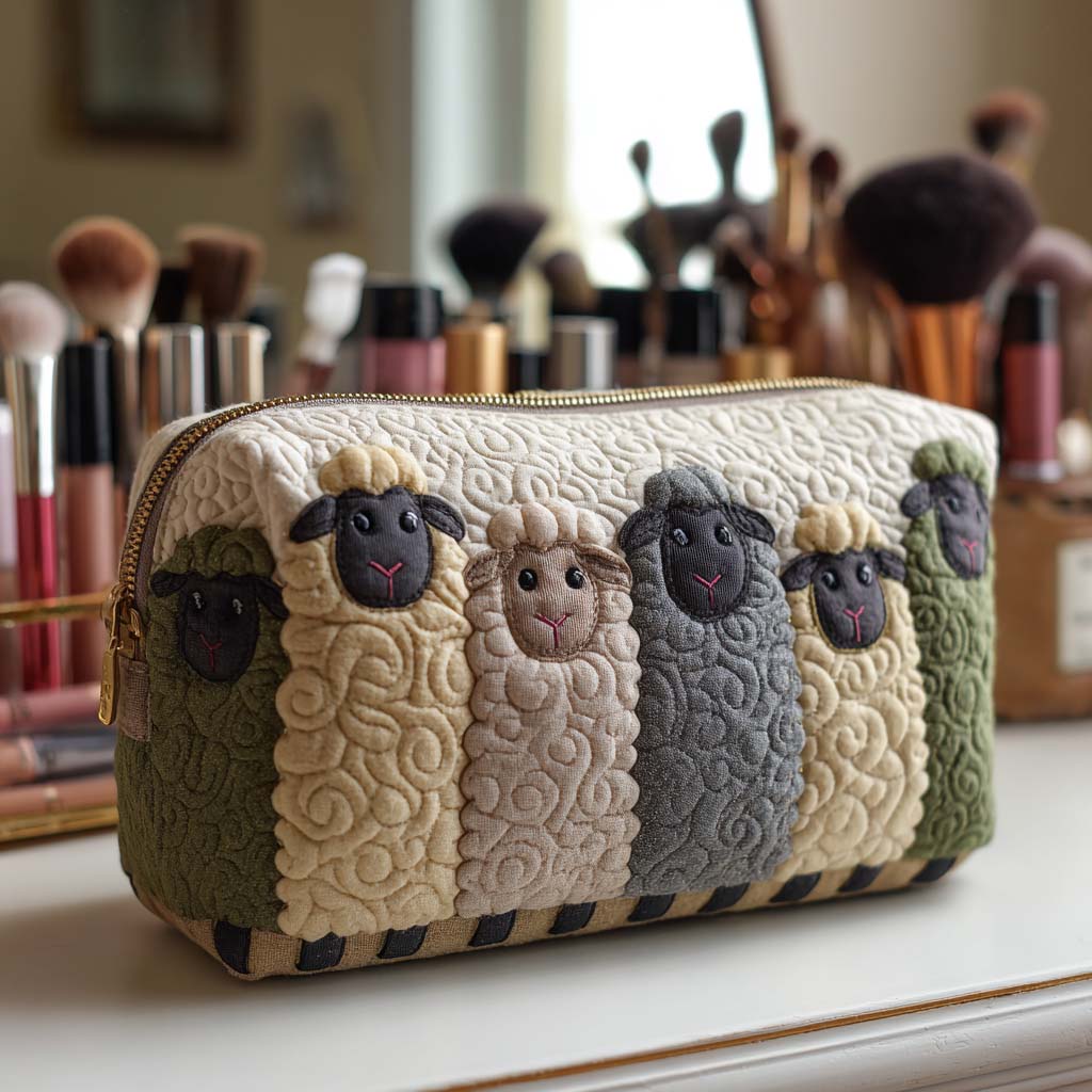 Trousse de Maquillage Matelassée en Mouton