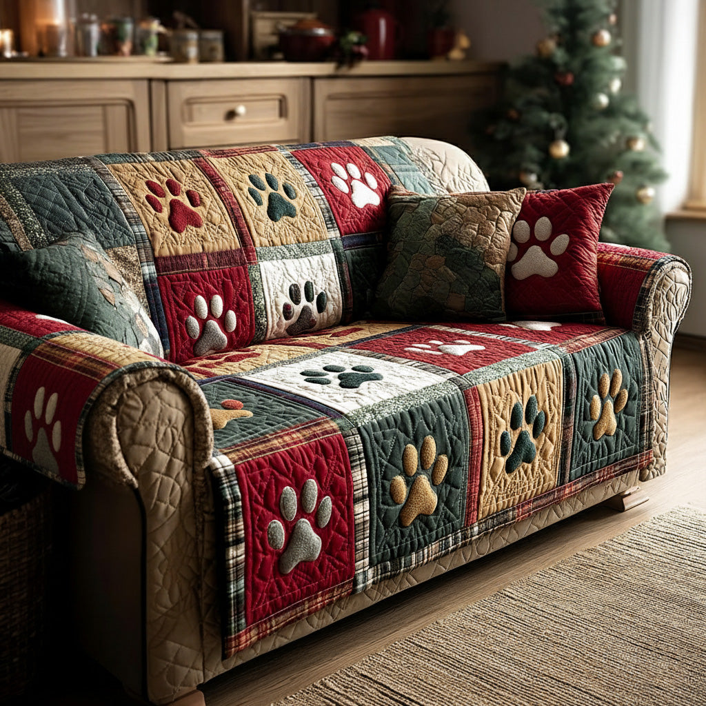 Housse de canapé matelassée Xmas Paw
