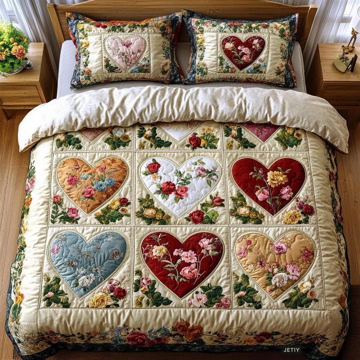Ensemble de literie matelassé en patchwork de 3 pièces