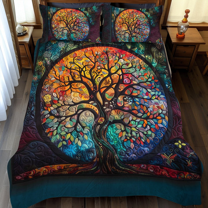 Ensemble de literie matelassée 3 pièces Arbre de Vie celtique complexe
