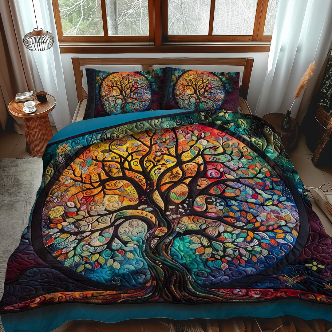 Ensemble de literie matelassée 3 pièces Arbre de Vie celtique complexe