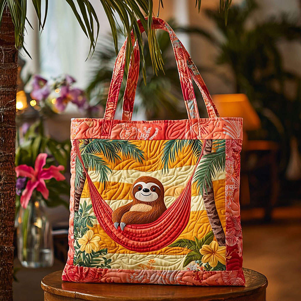 Sac fourre-tout matelassé Tropical Summer Sloth QA2011025CL
