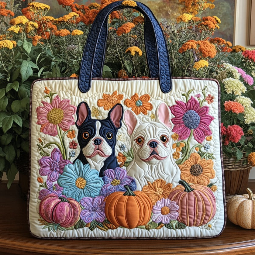 Sac fourre-tout matelassé Floral French Bulldogs XR2209026CL