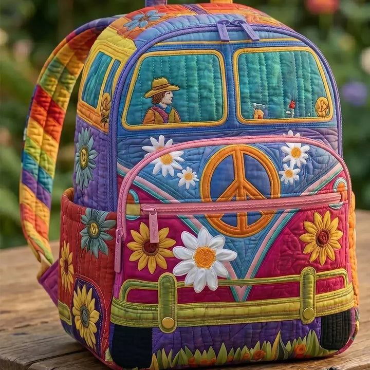 Sac à dos matelassé Hippie Bus Coloré