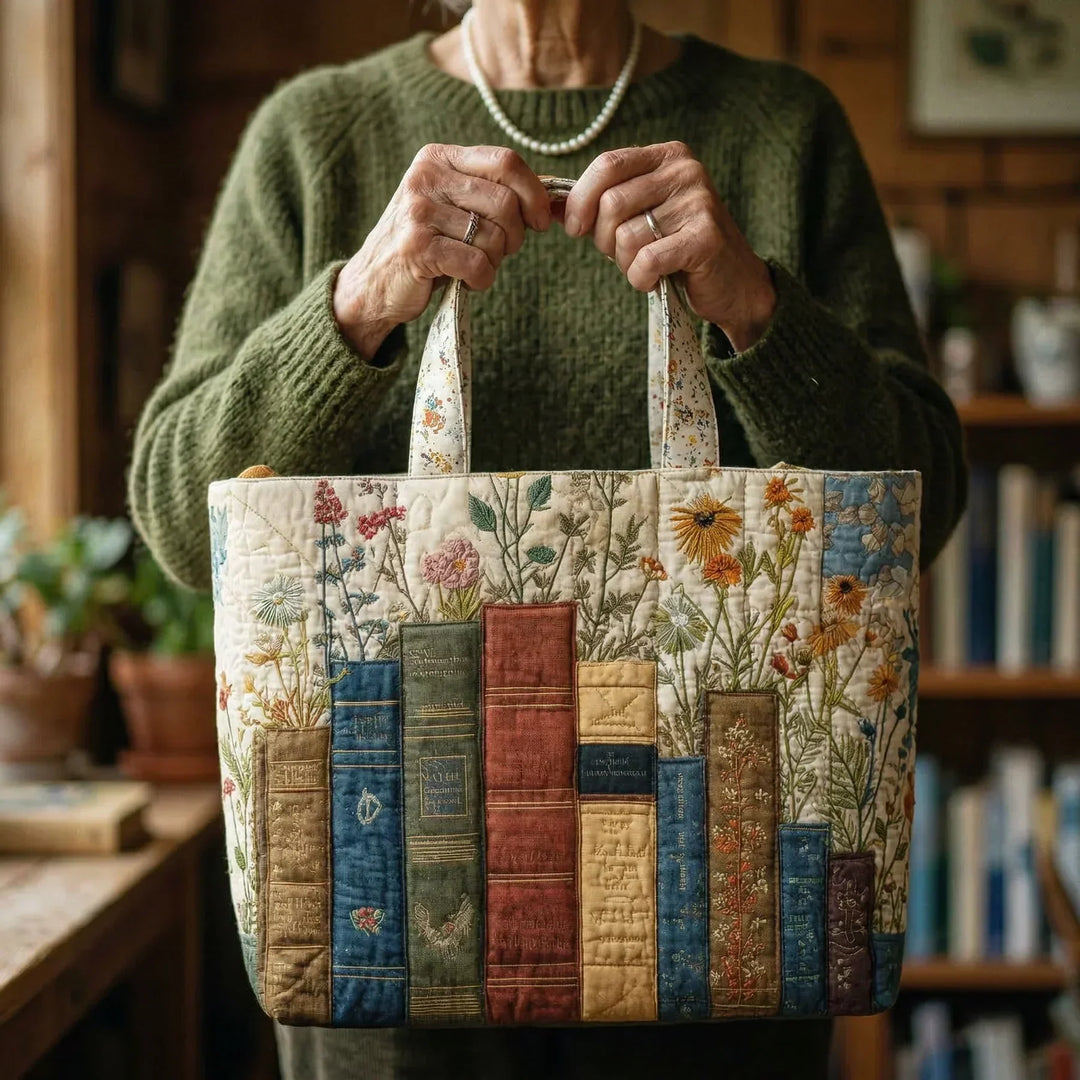 Sac fourre-tout matelassé - Livres et Fleurs