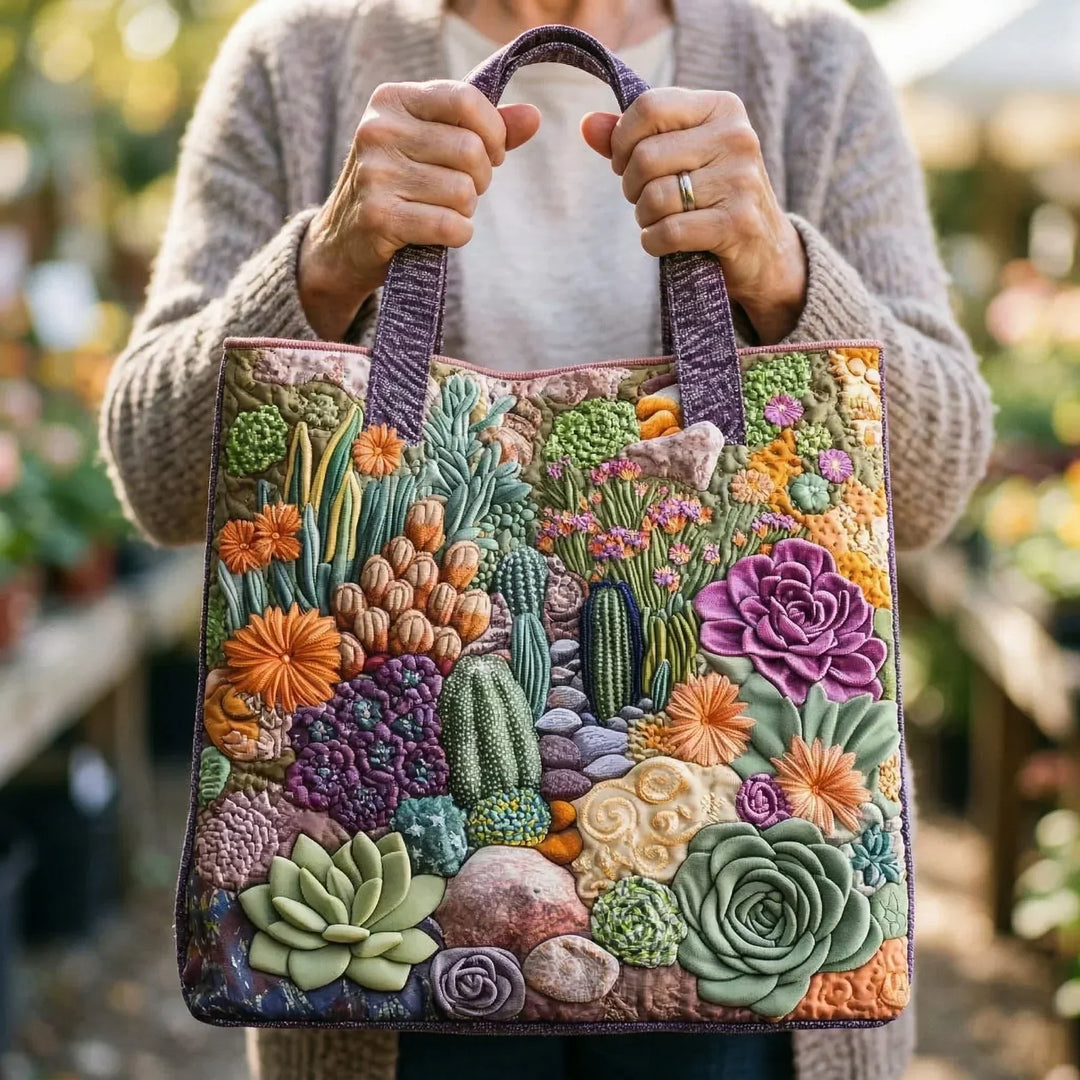 Sac fourre-tout matelassé - Jardin de succulentes