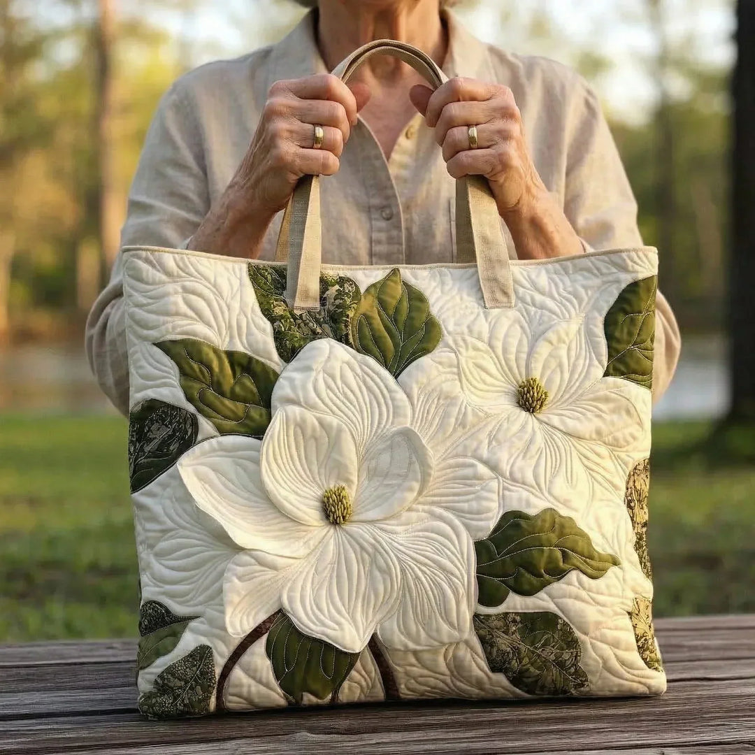 Sac fourre-tout matelassé - Lys blancs élégants
